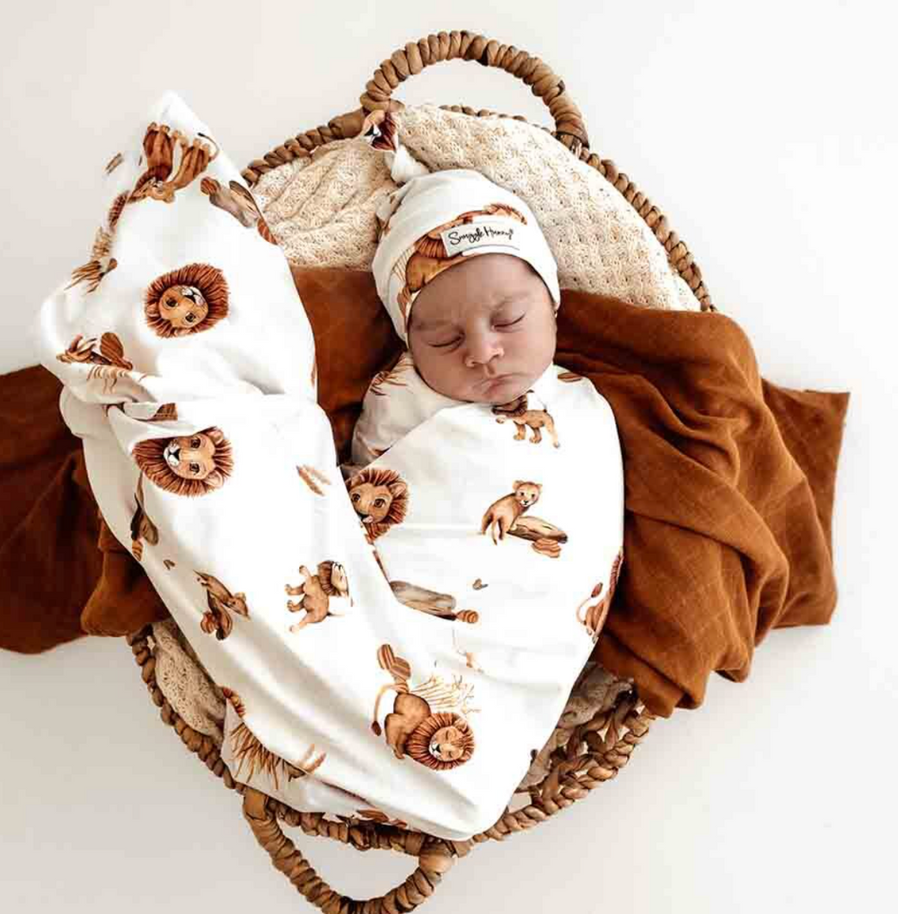 Lion Jersey Wrap & Beanie Set - Snuggle Hunny