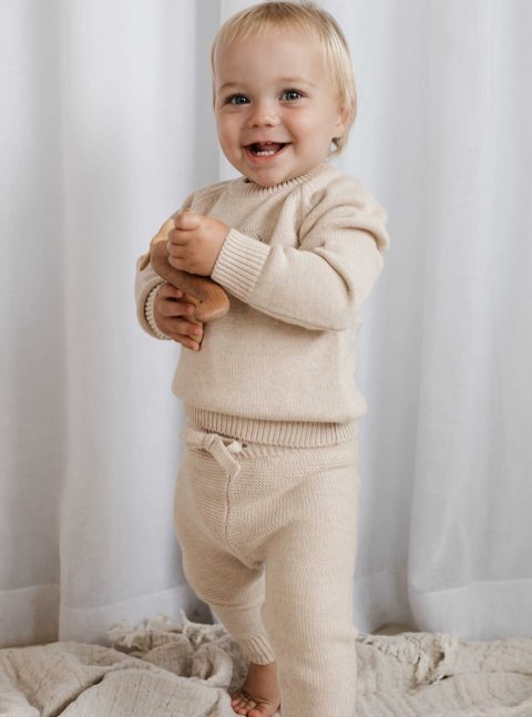 Ethan Pants - Oatmeal Marle - Luca Collection - Jamie Kay DISCOUNTED