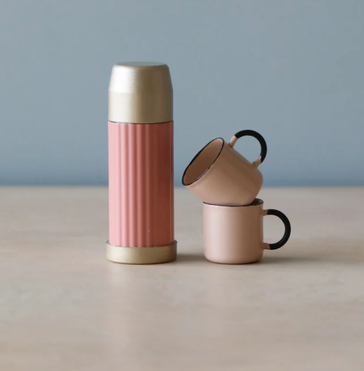 Miniature Thermos And Cups - Coral - Maileg