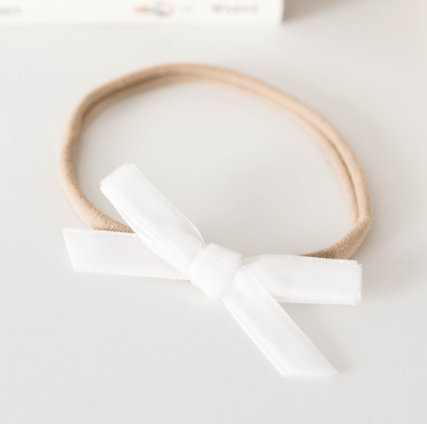 Velvet Bow - White - Snuggle Hunny Kids