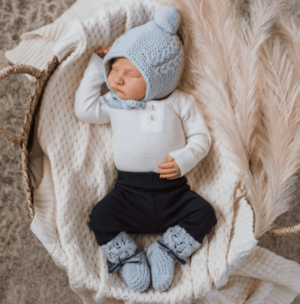 Bonnet & Booties Set - Blue - Snuggle Hunny Kids
