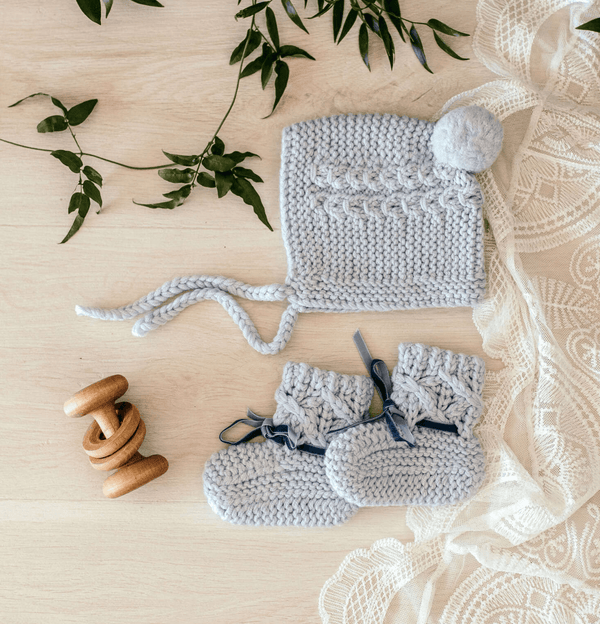 Bonnet & Booties Set - Blue - Snuggle Hunny Kids