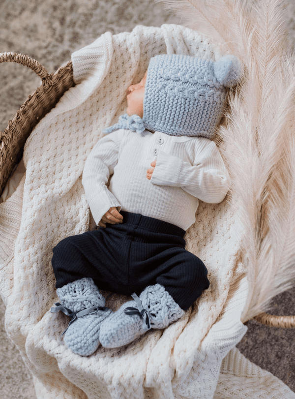 Bonnet & Booties Set - Blue - Snuggle Hunny Kids