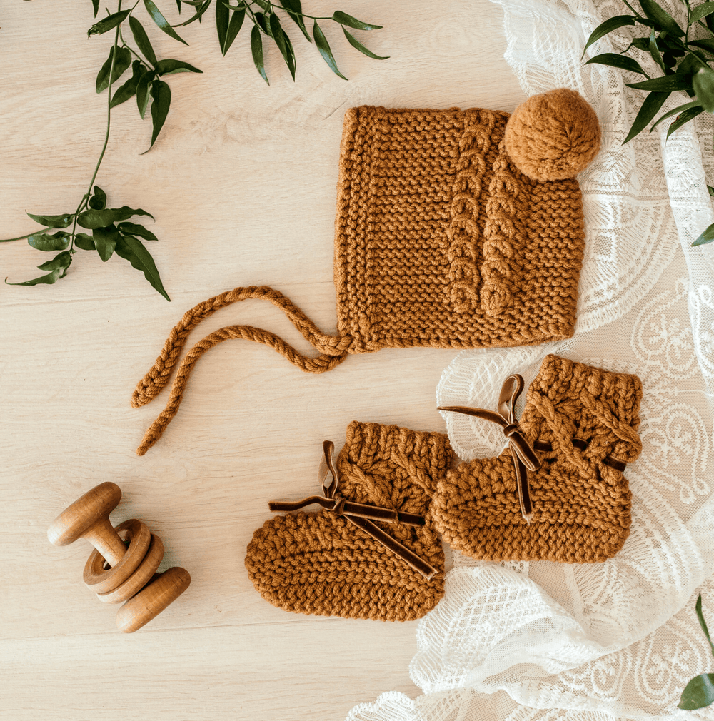 Bonnet & Booties Set - Bronze - Snuggle Hunny Kids