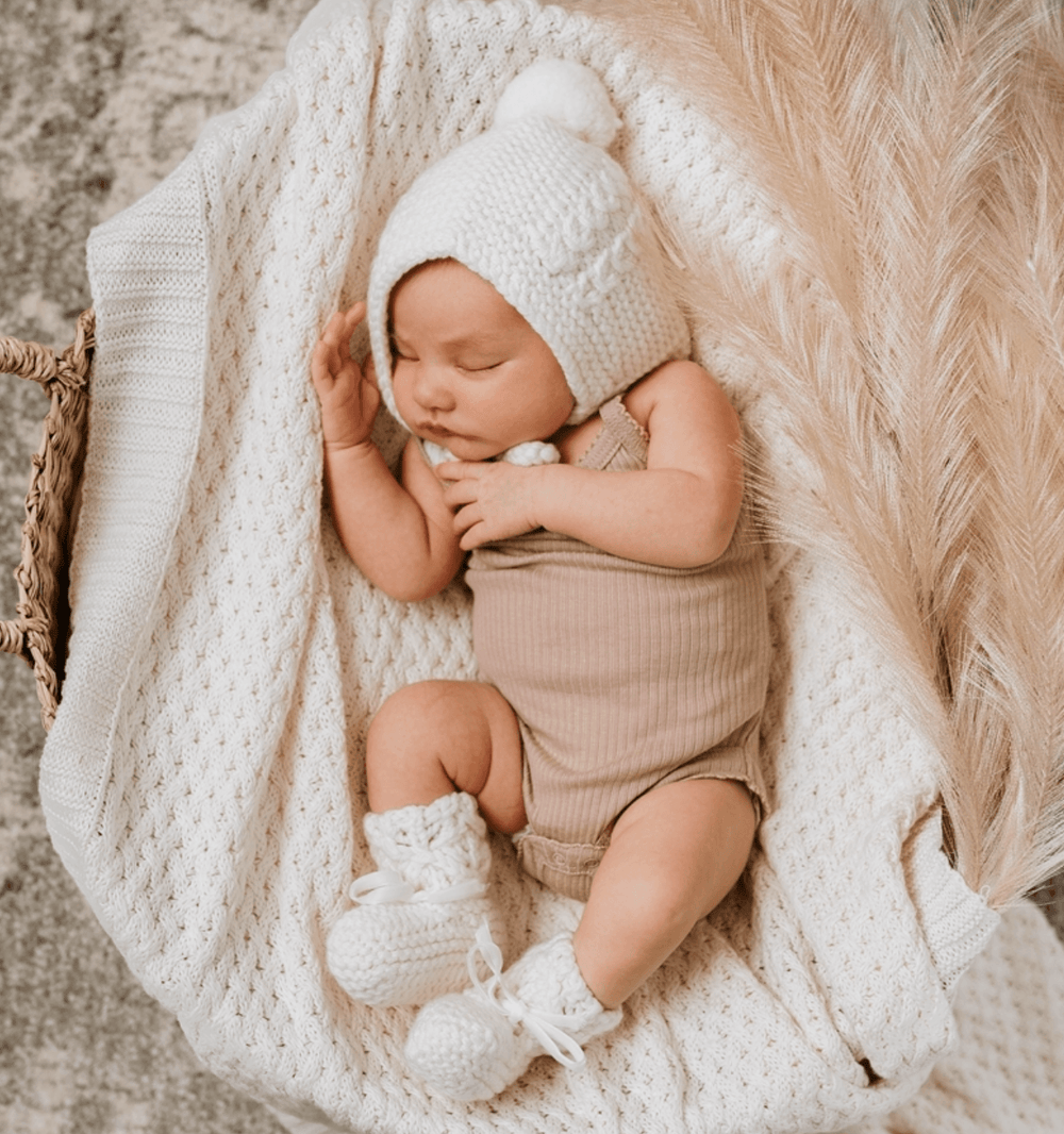 Bonnet & Booties Set - Ivory - Snuggle Hunny Kids