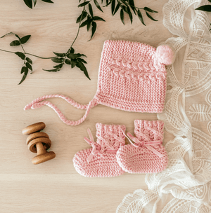Bonnet & Booties Set - Pink - Snuggle Hunny Kids