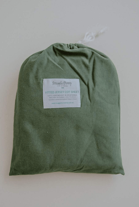 Olive Fitted Cot Sheet- Snuggle Hunny Kids