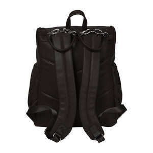 Faux Leather Nappy Backpack - Black - OIOI