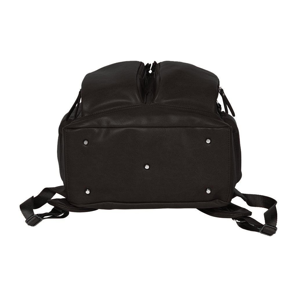 Faux Leather Nappy Backpack - Black