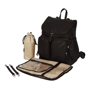 Faux Leather Nappy Backpack - Black - OIOI
