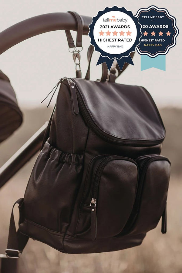 Faux Leather Nappy Backpack - Black - OIOI