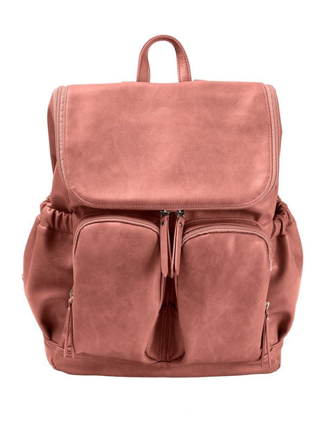 Faux Leather Nappy Backpack - Dusty Rose - OIOI