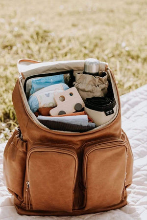 Faux Leather Nappy Backpack - Tan - OIOI