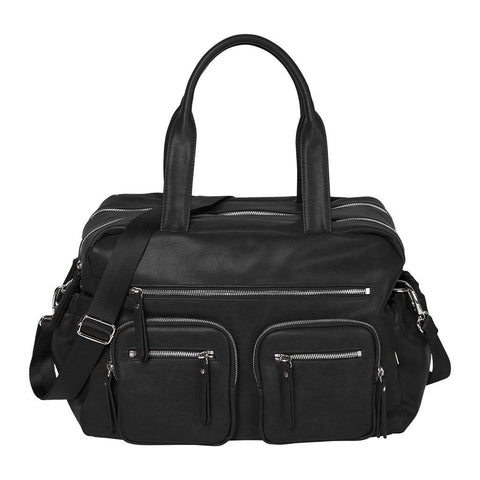 Faux Leather Carry All Nappy Bag - Black - OIOI