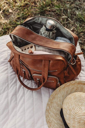 *Faux Leather Carry All Nappy Bag - Tan