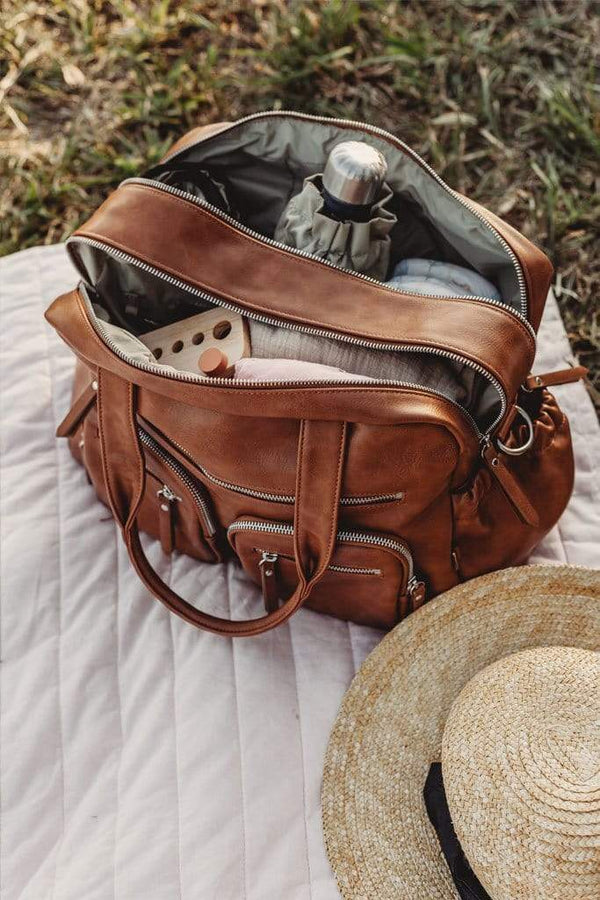 *Faux Leather Carry All Nappy Bag - Tan