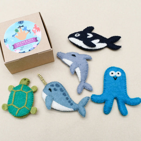 Ocean and Sea Creatures B - Finger Puppet Set - Tara's Treasures