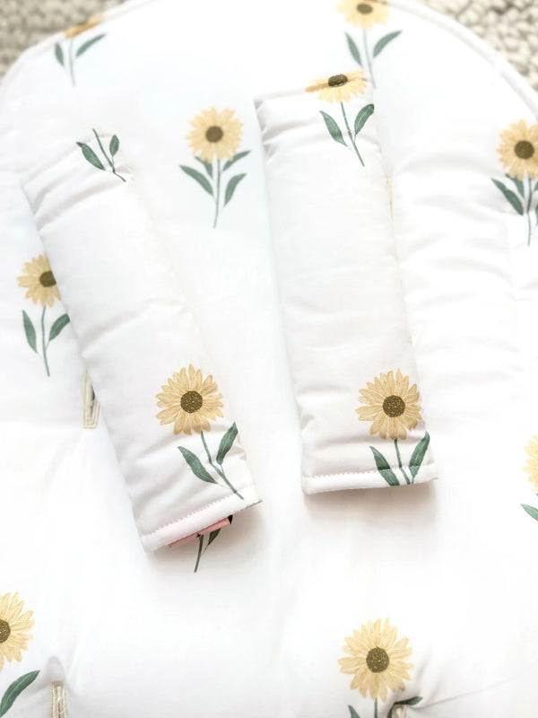 Harness Covers | White Sunflowers - Bambella Designs