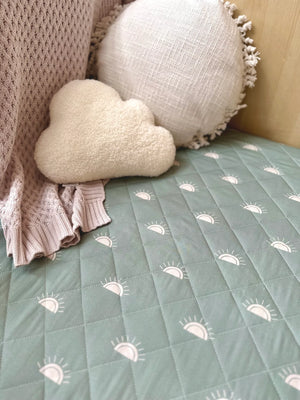 Waterproof Cot Sheet & Mattress Protector | Sage Sunshine - Bambella Designs