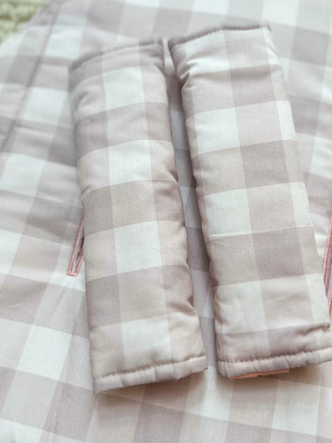 Harness Covers | Blush Gingham - Bambella Designs