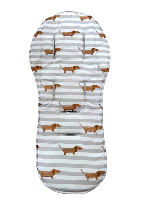 **Pram Liner | Grey Sausage Dogs - Bambella Designs