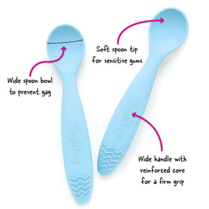 Silicone Spoons - 2 pack - Pacific Blue - Brightberry DISCOUNTED