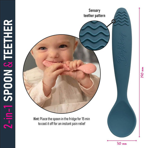 Silicone Spoons - 2 pack - Pacific Blue - Brightberry