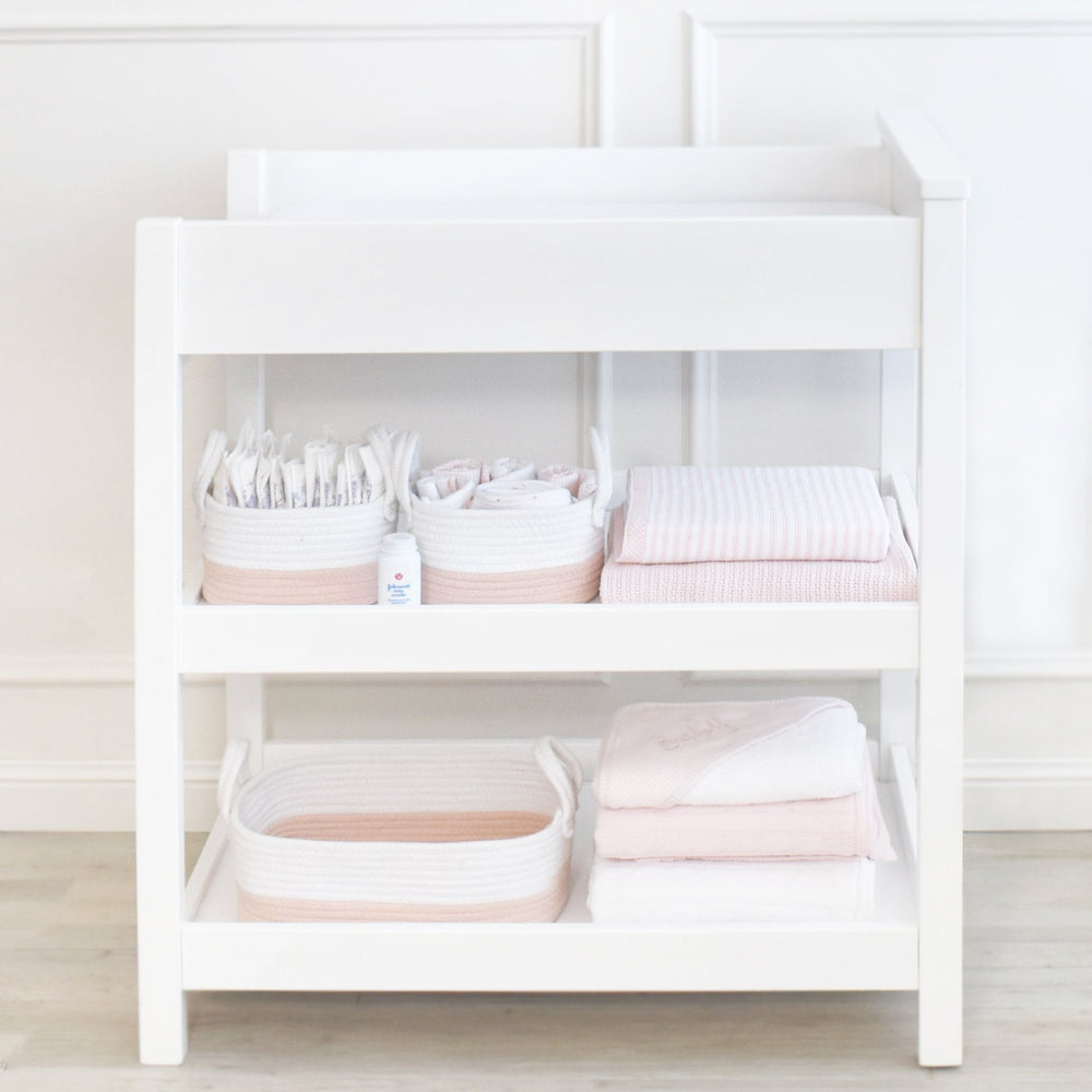 3 piece Storage Baskets - Blush/White - Living Textiles