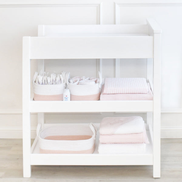 3 piece Storage Baskets - Blush/White - Living Textiles