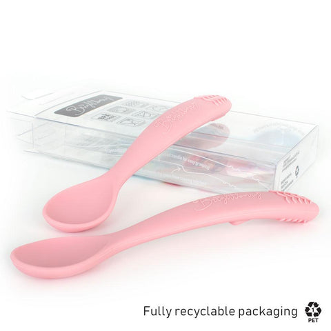 Silicone Spoons - 2 pack - Coral Pink - Brightberry
