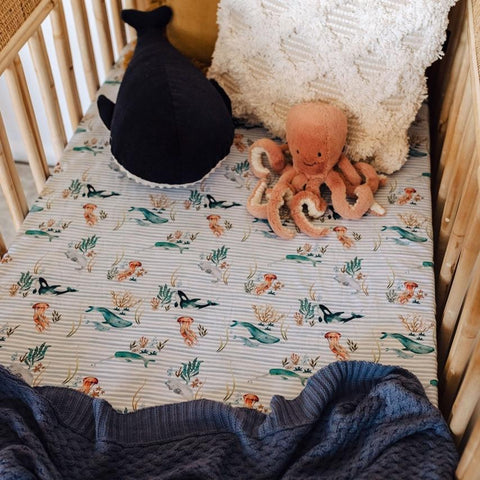 Whale Fitted Cot Sheet - Snuggle hunny